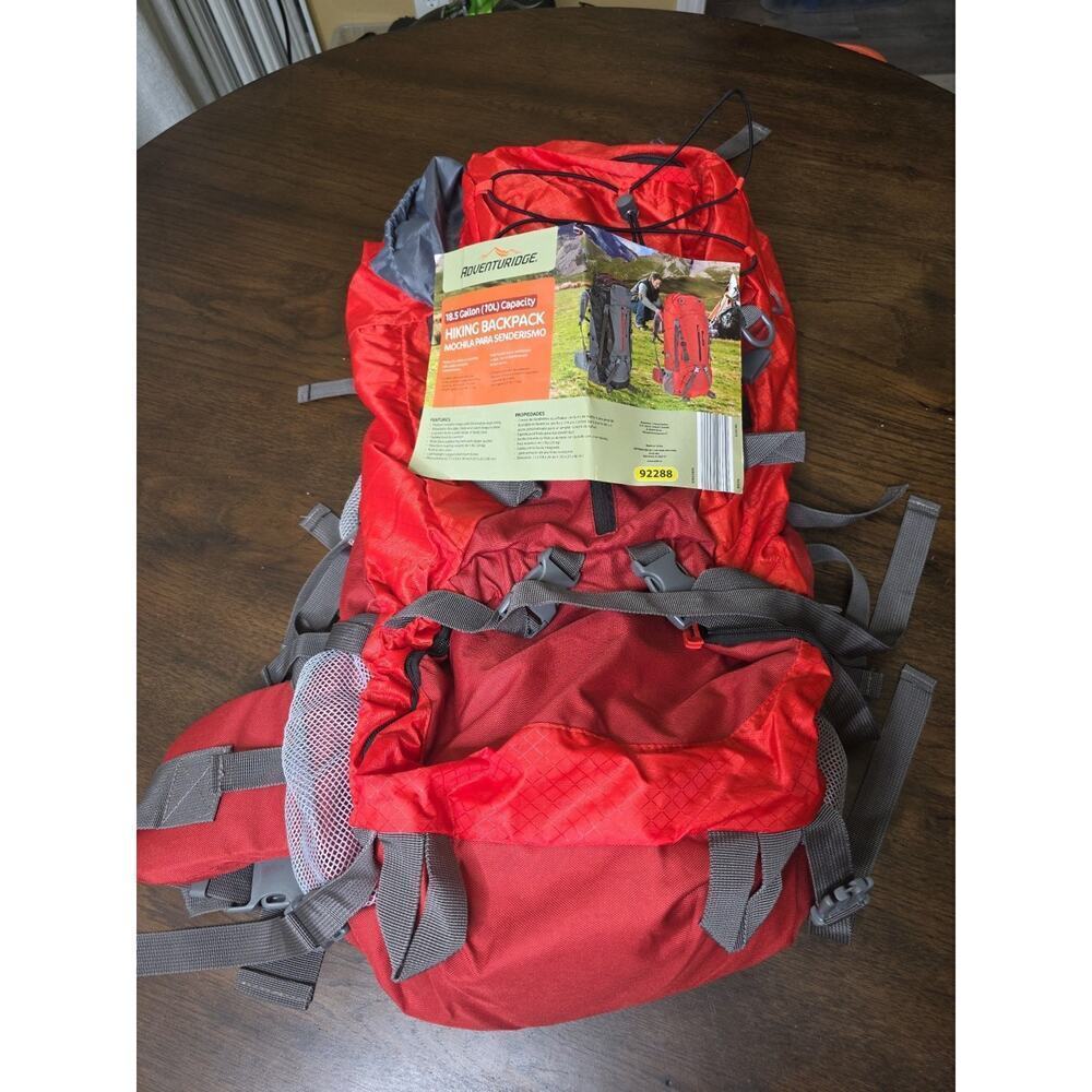 Adventuridge Hiking Backpack – 70L (18.5‎ Gallon) Capacity – Red – Model 92288